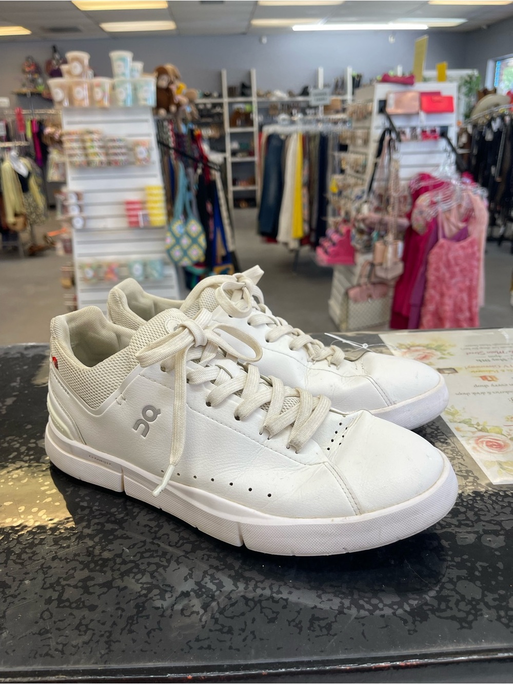 On Running White Leather Low-Top Sneakers